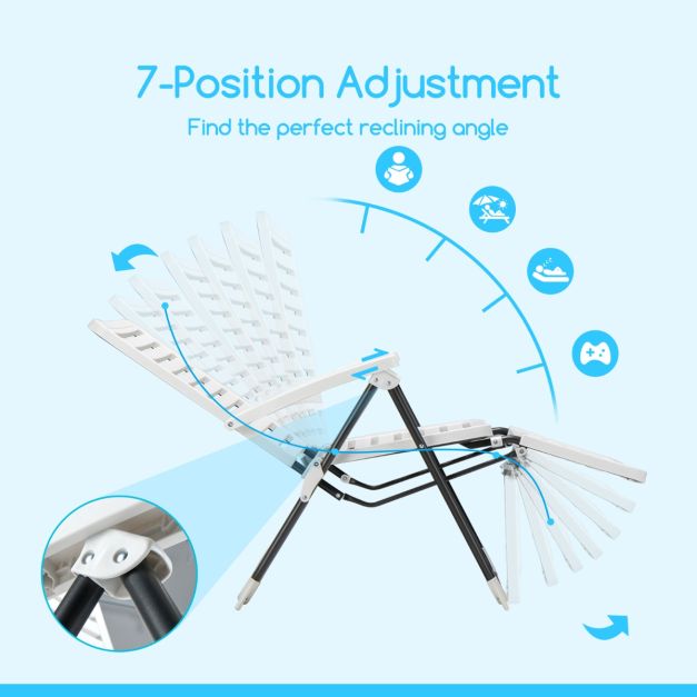 Coast Set de 2 chaises longues réglables - pliable - 7 pieds - blanc
