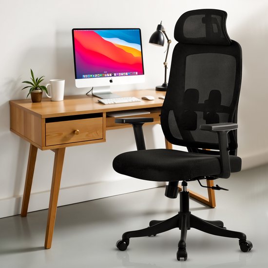 Bayt Ergonomic Office Chair - Chaise de bureau - Chaise de bureau adultes - Chaise de bureau - Réglable - Appui-tête - Noir