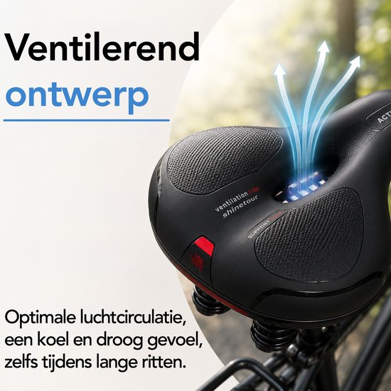 Selle de vélo ergonomique Brixy - Housse de selle incluse - Coussinets en gel et suspension - Réfléchissante - Respirante - Unisexe - Noire