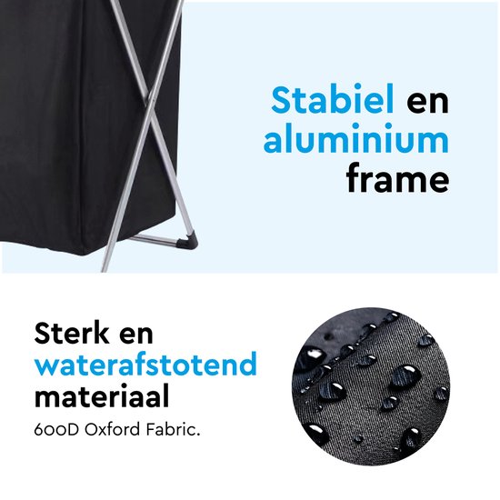 BRASQ Panier à linge pliable 3 compartiments - Trieur de linge 65x39x60 cm - Boîte à linge noire - 118 litres - Panier