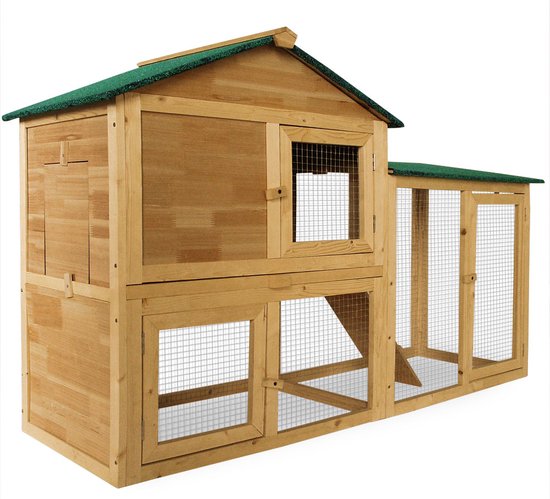 Clapier Cadoca - avec enclos pour petits animaux 204 × 45 × 84 cm - 2 étages