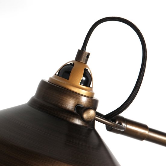 Lampadaire en bronze Nove 1322BR avec détails dorés E27 - Orientable et inclinable - Design industriel - Mexlite - Cordon de 190 cm