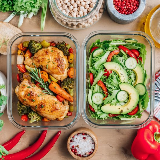 KitchenBrothers Meal Prep Trays Set - Glass Food Storage Trays - Airtight - BPA Free - Freezer Trays - Storage Trays - 6.79L - Glass - 12 Pieces