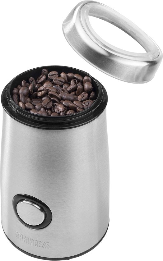 Moulin à café électrique Princess - Moulin à café électrique Deluxe en acier inoxydable de haute qualité - Pour grains de café et épices - Moulin à grains de café - 242196