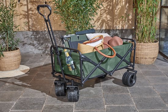 909 Chariot d'extérieur - Pliable - Capacité de charge maximale 80 KG - 100x57x99cm - Vert