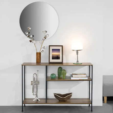 Sobuy Table murale - Avec 3 étagères - Max. 25 kg - Moderne - 120 x 30 x 80 cm