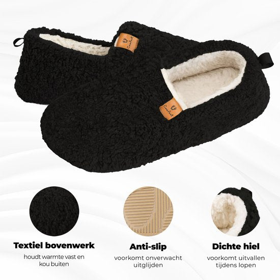 Chaussons Dames - Chaussons - Taille 42/43 - Noir - Antidérapant - Comfeet