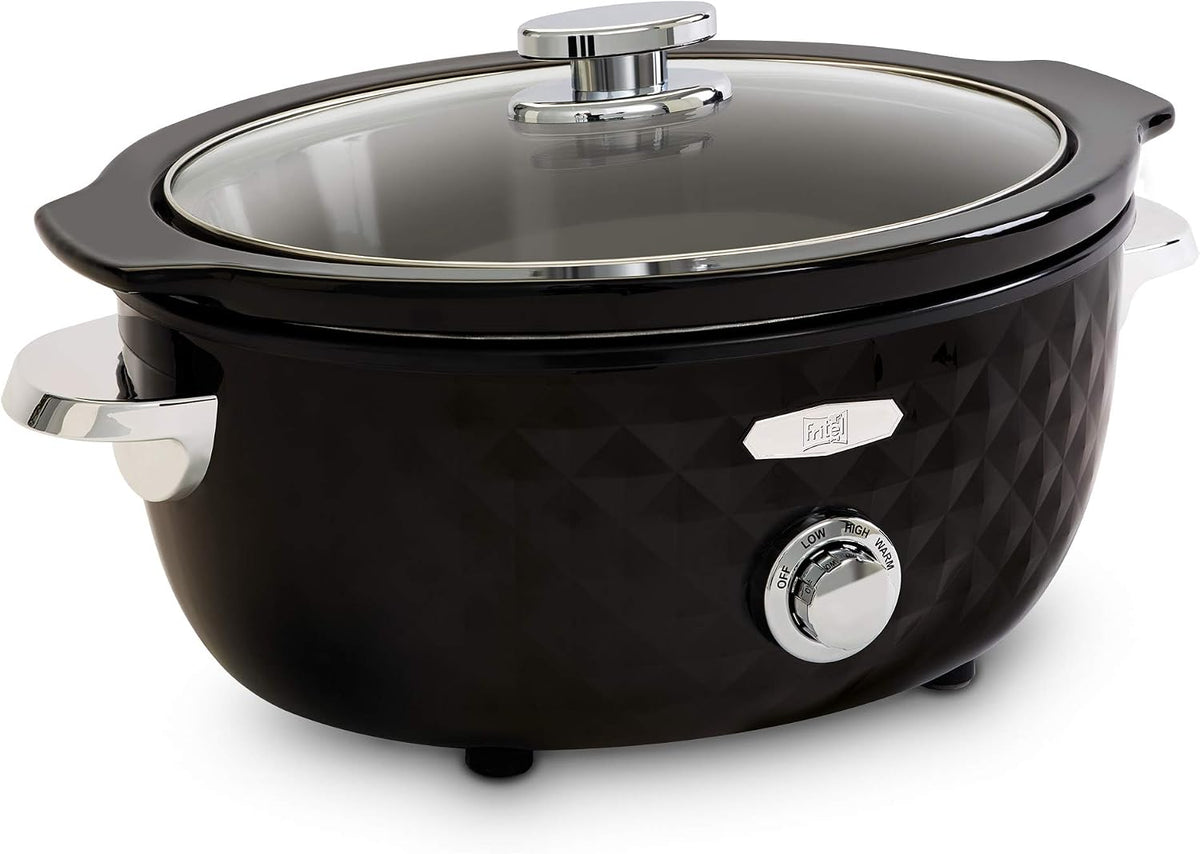 Mijoteuse FRITEL SC 2090 3,3 L – 150 W – 1 à 4 personnes – Récipient en céramique – Noir/chrome – 26 × 35,5 × 23 cm