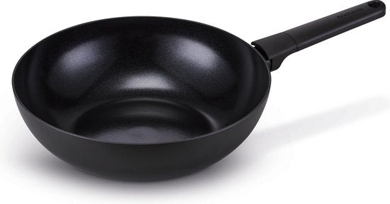 Poêle à wok Brabantia NERO - Ø 30 cm - 100 % sans PFAS - 100 % recyclée - Revêtement antiadhésif en céramique - Compatible avec l'induction