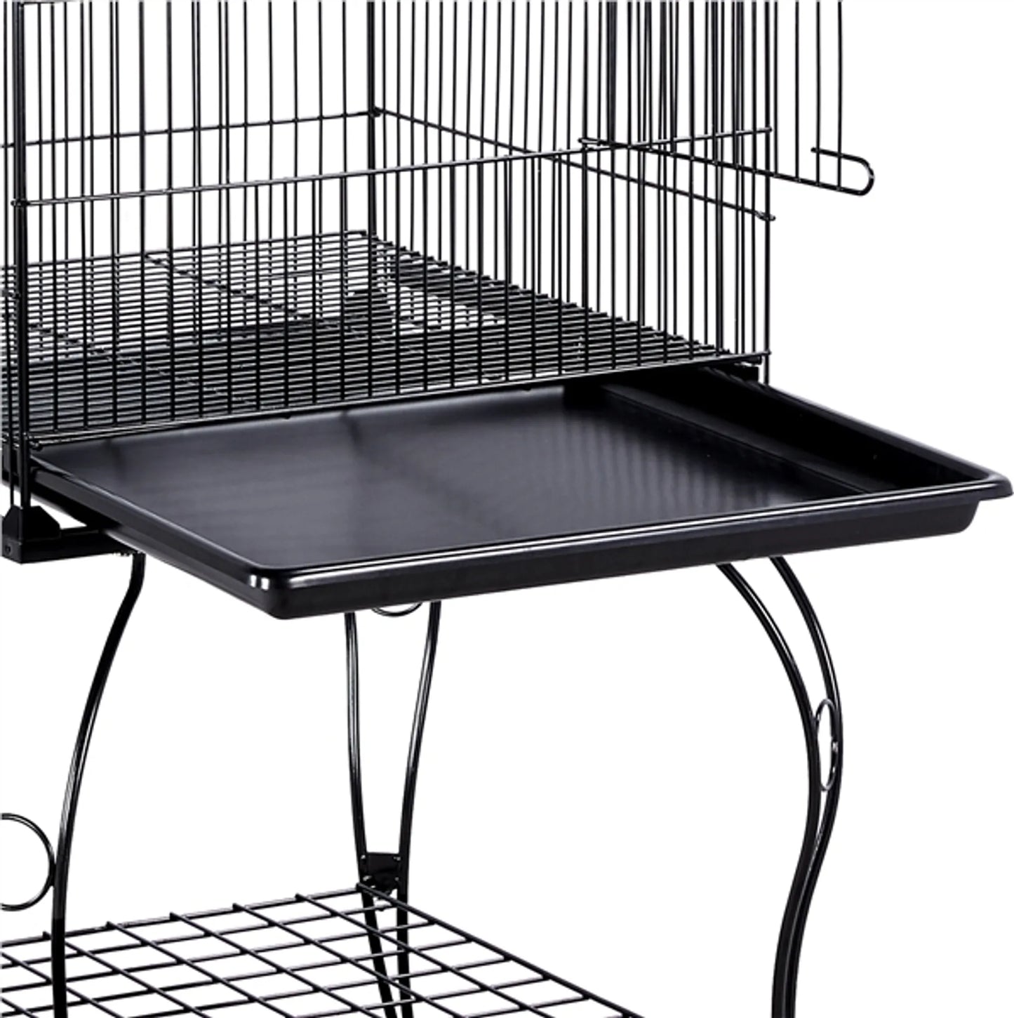 Yaheetech Cage à oiseaux - Perruches et perroquets - 59.5x59.5x150 cm - Mobile - Support amovible - Perchoirs - Noir