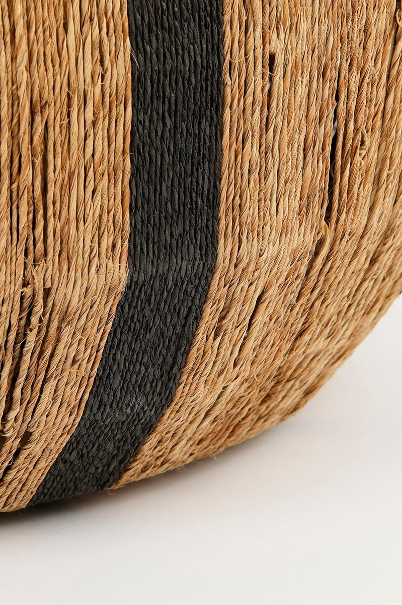 Mica Decorations Liliano Panier de rangement avec couvercle - Jute - Light Brown/Black - H33 x Ø36 cm - Ouverture Ø20,5 cm