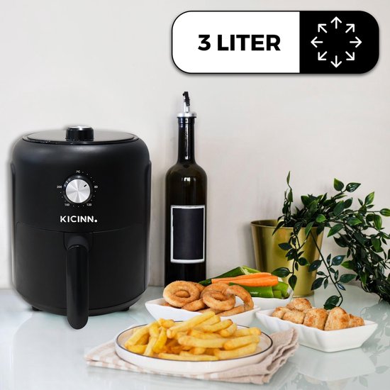 Kicinn Airfryer - Airfryer XL - Friteuse à air chaud - 3 litres - 1000 Watt - Noir