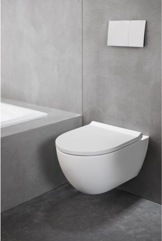 Ensemble de WC suspendu Geberit Acanto - chasse d'eau profonde « turboflush » 36 x 53 cm - siège de WC - fermeture en douceur - démontage rapide - blanc