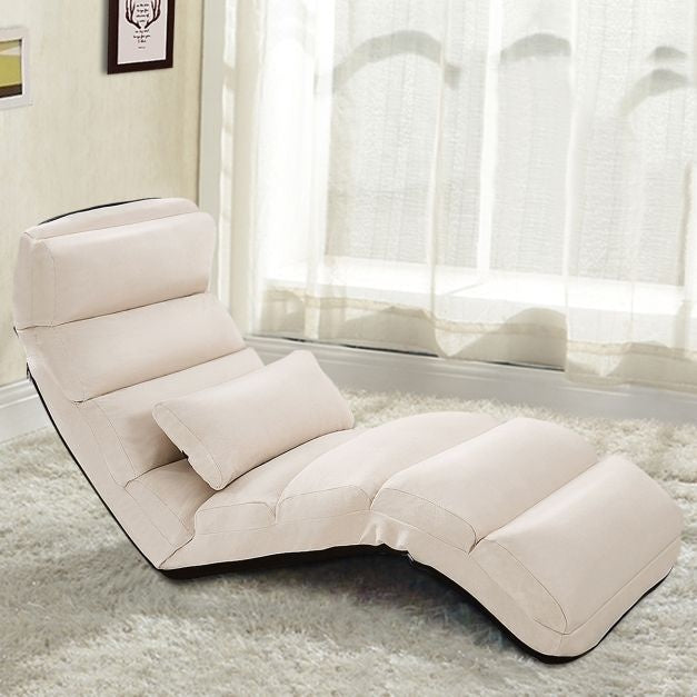 Coast floor chair 5-way adjustable suede cushion chair 175 x 55 x 20 cm beige