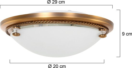 Plafonnier Steinhauer Belleron 2785BR bronze, Ø 29 cm, avec 2 douilles E27, en verre et métal, design classique pour usage intérieur
