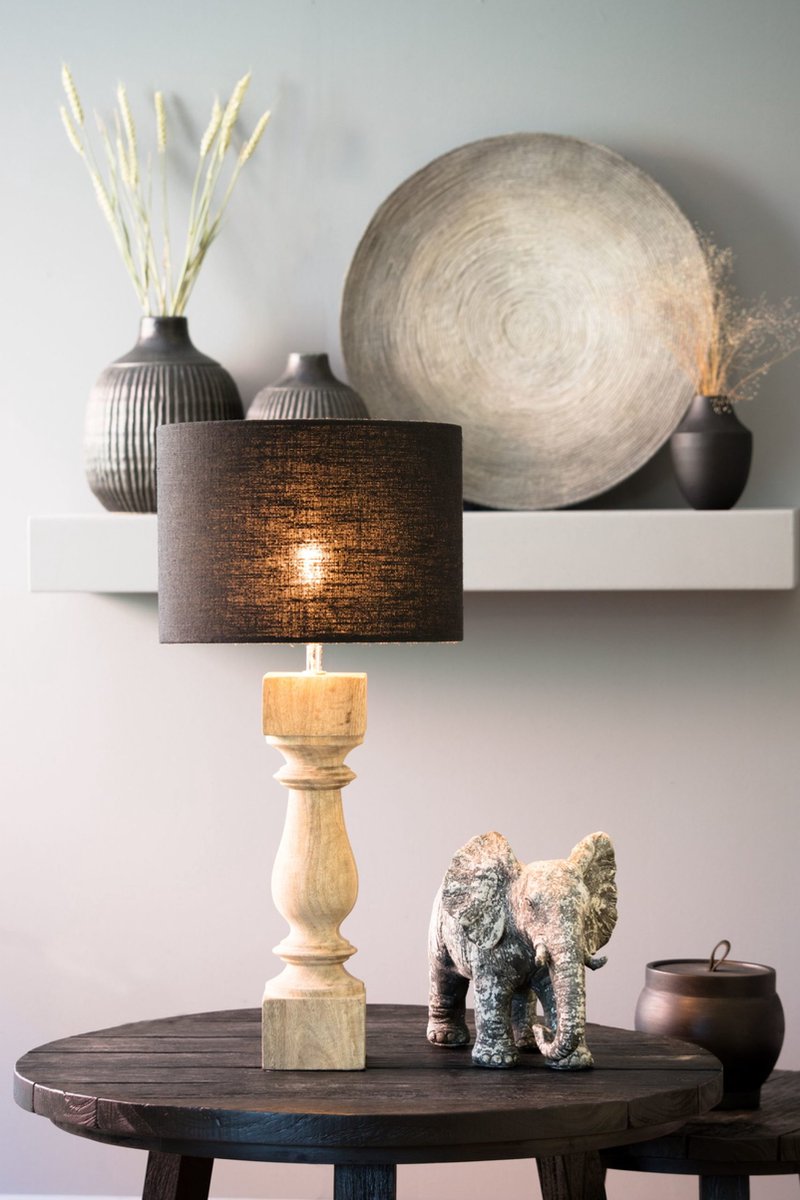 Light & Living Pied de lampe CUMANI - Bois Weather Barn - Marron - 10 x 10 x 38 cm