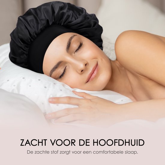 Bonnet Beyeza Luxe XL - Bonnet de nuit en satin - Soins capillaires - Filets à cheveux - Élastique - Satin - Lot de 2