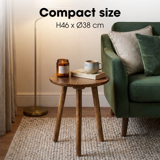Table d'appoint Mica Decorations Pomante - Petite table - Table basse en bois de manguier - Pratique comme table à plantes ou support pour plantes - Petite table de salon - 46 x 38 cm - Marron foncé