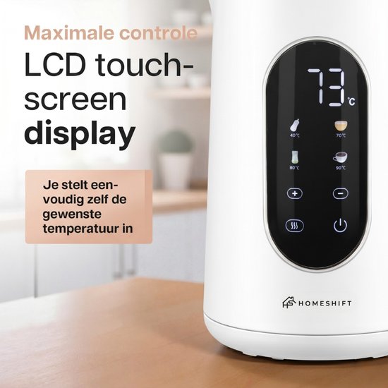 Bouilloire HomeShift® avec réglage de la température - Fonction de maintien au chaud - Double paroi - Électrique - 1,7 litre - 2200 W - Blanche