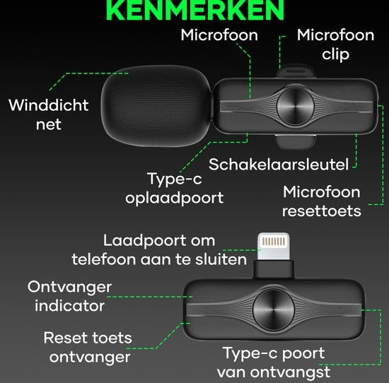 Microphone sans fil - MATTI® - 2 en 1 - Micro sans fil - Microphone iPhone