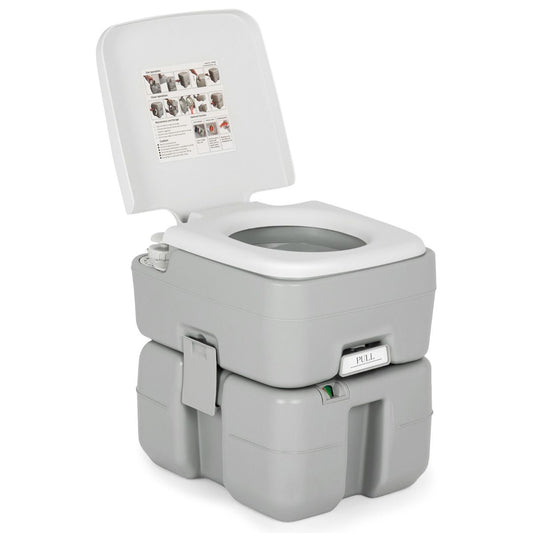 Toilettes de camping portables Coast - Réservoirs séparés - 10 L d'eau propre, 20 L d'eaux usées - Gris