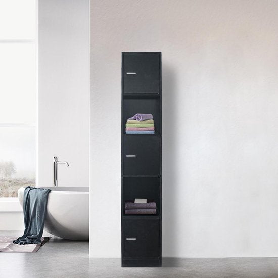 Meuble colonne salle de bain - meuble de rangement salle de bain chambre ou couloir - hauteur 180 cm - noir
