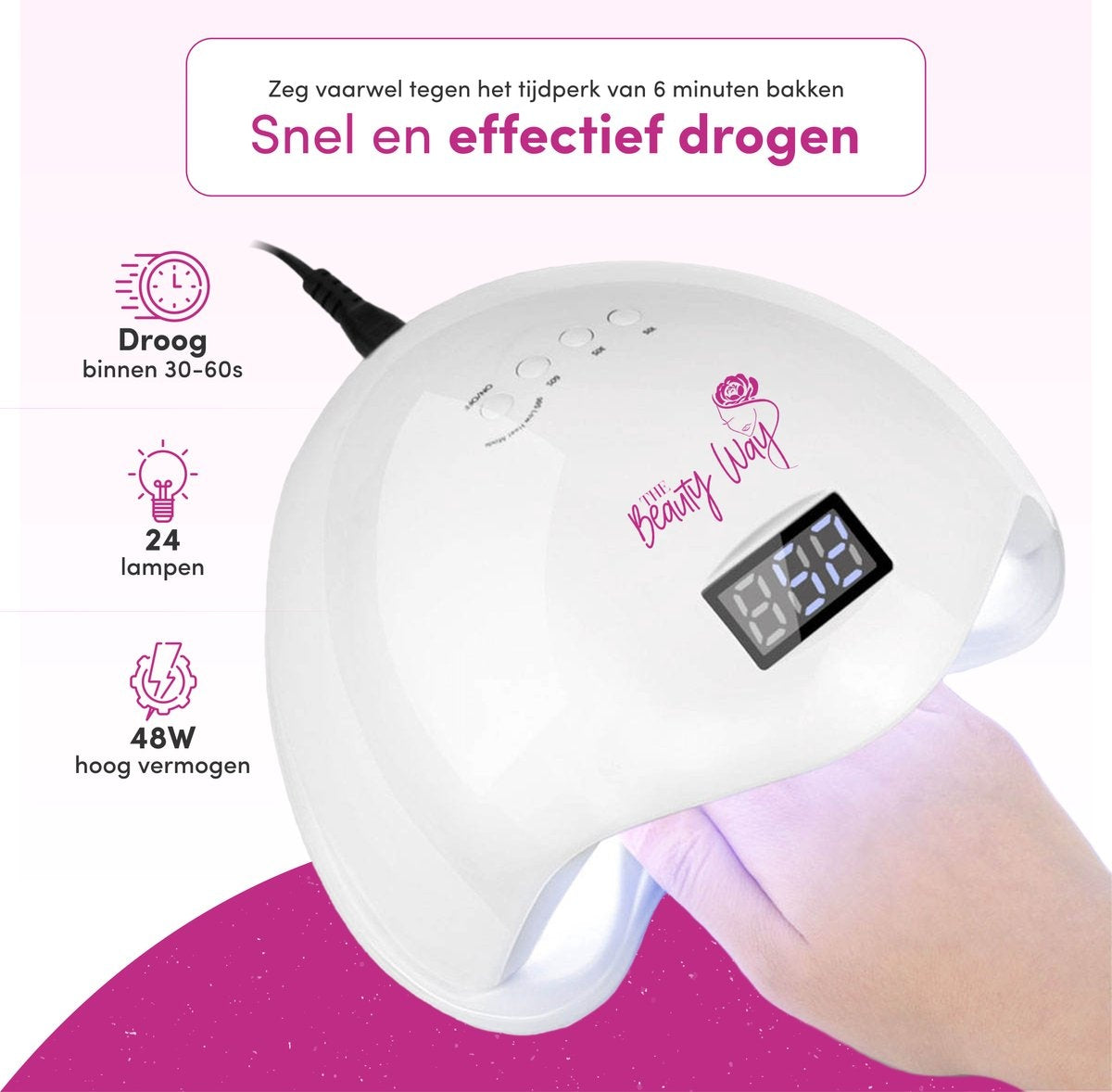 TheBeautyWay Sèche-ongles - pour ongles en gel - Convient à tous les vernis en gel - 24 LEDs