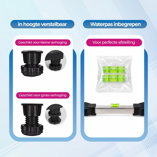 Surélevateur pour lave-linge Roegaarden - Anti-vibrations - Réglable - 8 pieds pour plus de stabilité - Facile à installer