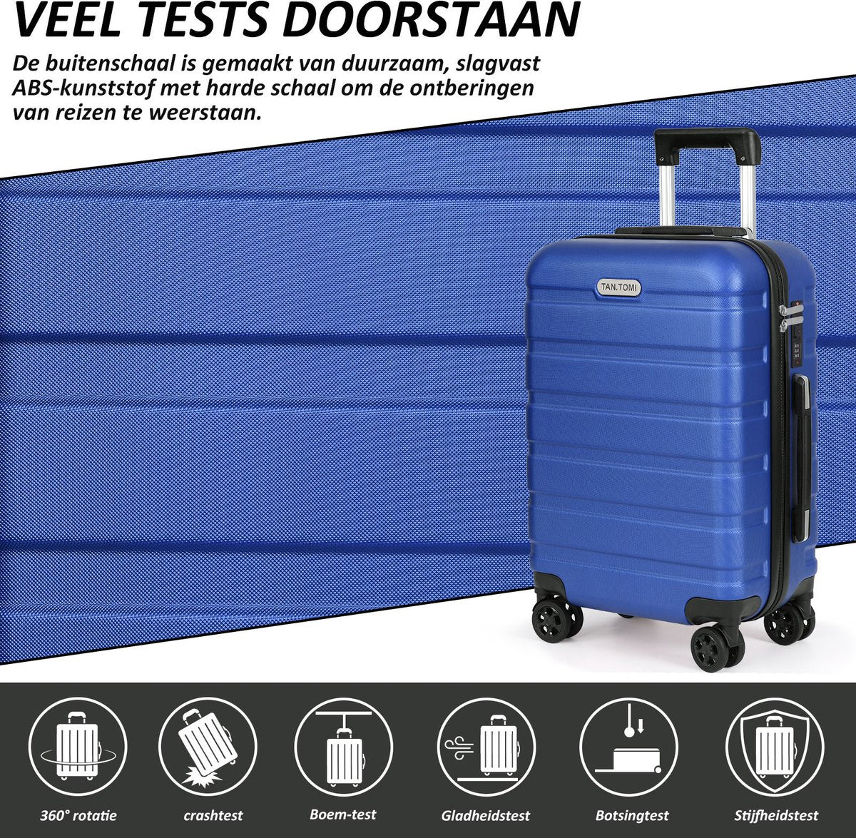Valise cabine TAN.TOMI 41 L – Coque rigide en ABS – 4 roues – Serrure à combinaison