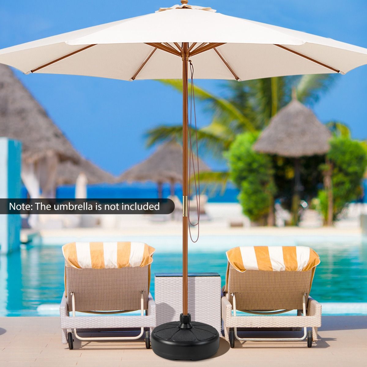 Base de parasol Coast Outdoor - Pour mâts de parasol Φ38mm - HDPE - 37 x 19 cm - Noir