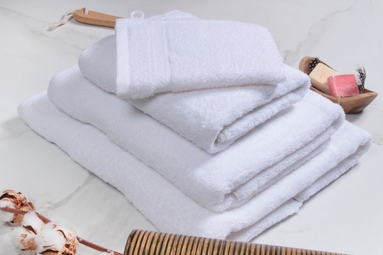 Gants de toilette DoubleDry Hotel 16 x 21 cm - Lot de 6 - 100% coton 500 g/m2 - Doux et absorbant - Blanc