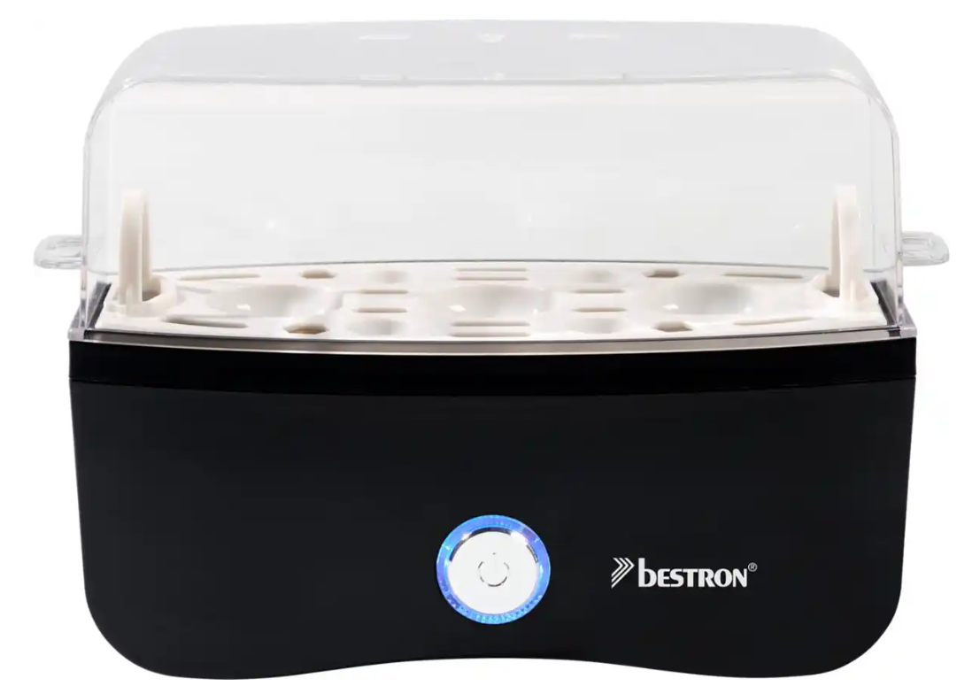 Cuiseur à œufs Bestron AEC1230KL - 3 œufs - 210 W - Gobelet doseur et pic à œufs - Noir