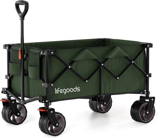 LifeGoods Wagon - XL - Pliable - 200L - 150KG de capacité de charge - Vert