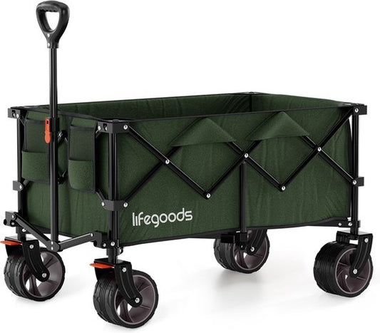 LifeGoods Wagon - XL - Pliable - 200L - 150KG de capacité de charge - Vert