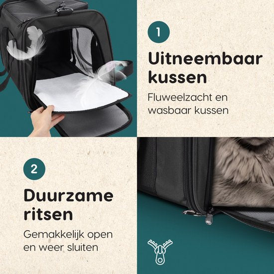 Volcan Travel Bag Cat - Panier de voyage - Sac de transport pour chats - Boîte de transport avec Top Loader - Panier de transport Anthracite