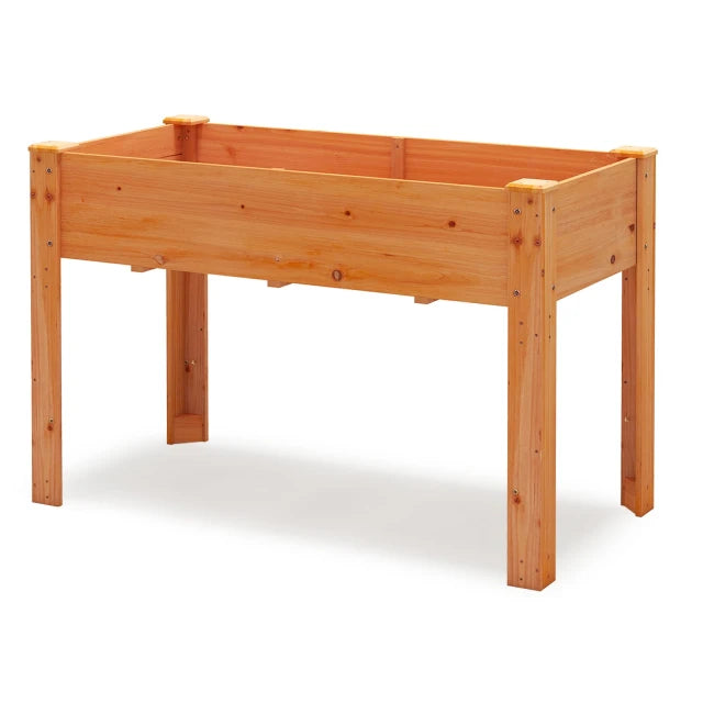 Coast Raised Planter Red Brown - Bac de cuisine en bois avec trous de drainage - 120 x 60 x 82 cm