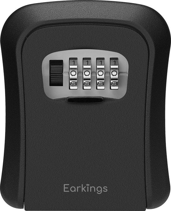 Coffre à clés - Coffre à clés avec code pour l'extérieur - Armoire à clés avec fixation murale - Earkings Coffre à clés avec serrure à combinaison noir