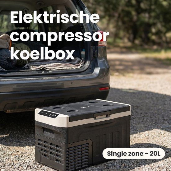 Auronic Electric Cool Box - Compresseur - 21L - 12V et 240 volts - Réfrigérateur de camping - Frigobox Car - Noir