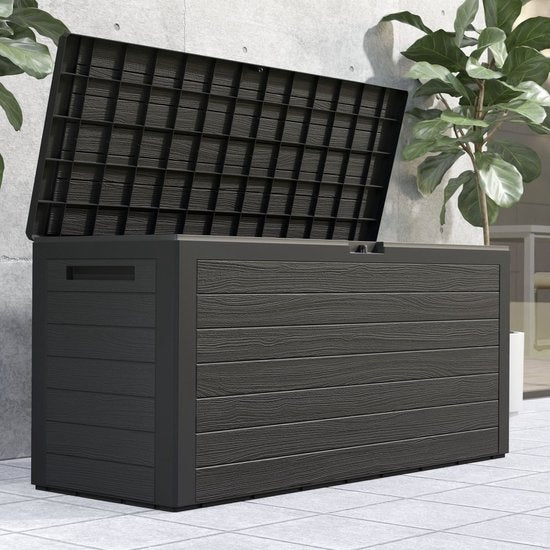 Deuba Storage Box Anthracite 120 x 46 x 57cm - Extérieur - Convient pour la terrasse, le balcon et le jardin