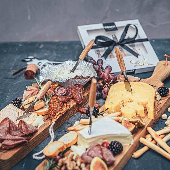 Boska Cheese Knife Set Mini Oslo - 4 pièces - Chêne et acier inoxydable - Pour tous types de fromages