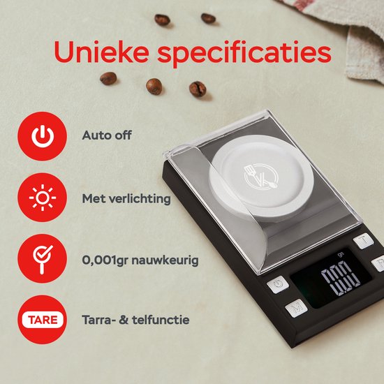Kitchenwell mini balance de cuisine de précision numérique - 0,001 à 100 grammes - 11,0 x 6,3 cm - balance de poche à piles - balance de cuisine