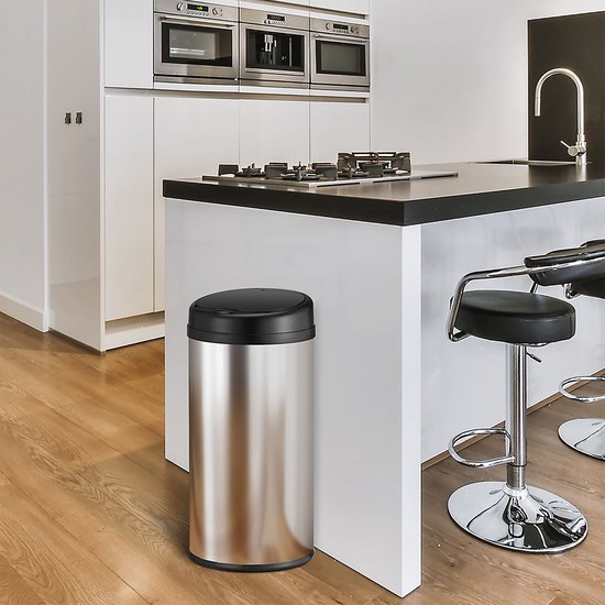 Poubelle automatique / Poubelle / Poubelle à détecteur - 40 litres - Argenté - Rond