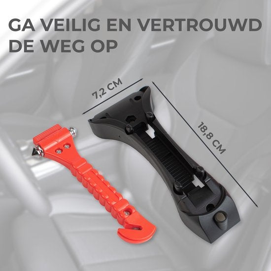 Marteau de sécurité - 1 pièce - Marteau d'urgence avec coupe-ceinture - Support et attaches inclus - Orange