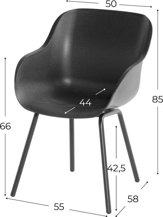 Chaise de jardin Hartman Sophie Rondo Elegance - Lot de deux - Anthracite
