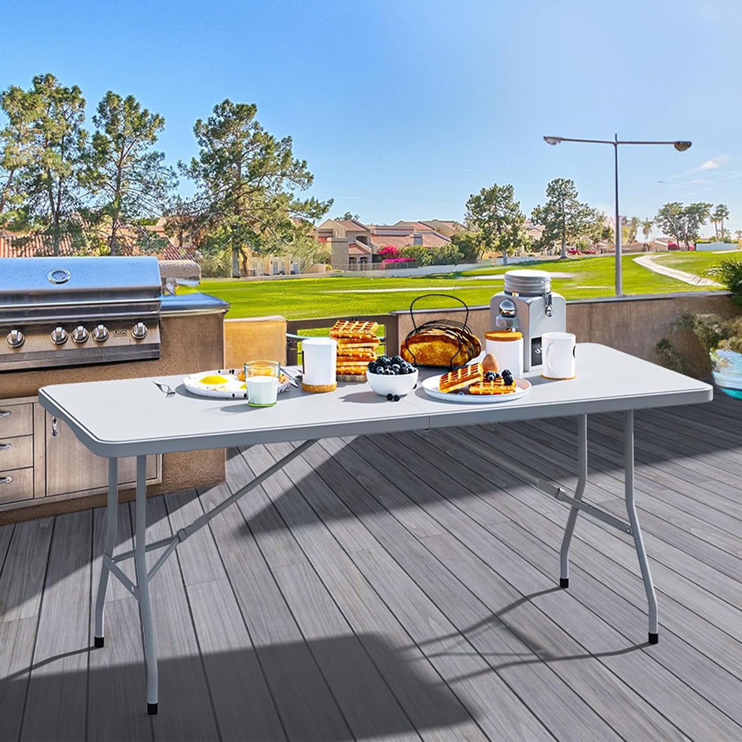 YITAHOME Table de camping pliable de 1,8 m - Table de pique-nique portable et transportable pour l'extérieur