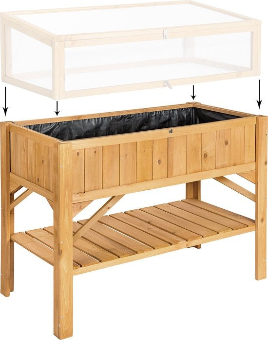 tectake® - Jardinière haute avec étagère - Pépinière - Boîte à boutures - 119x53x90cm - 403232