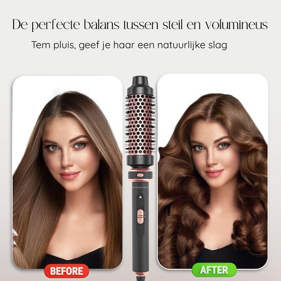Sansbeauté® 5 in 1 Thermal Brush - Heat Brush - Thermal Brush 38mm with Attachments - Curling Brush - Blow-dry Brush Short Hair - Hair Curler - Hair Brush - Thermal Brush - Multistyler - Hairstyler - Volume and Curls