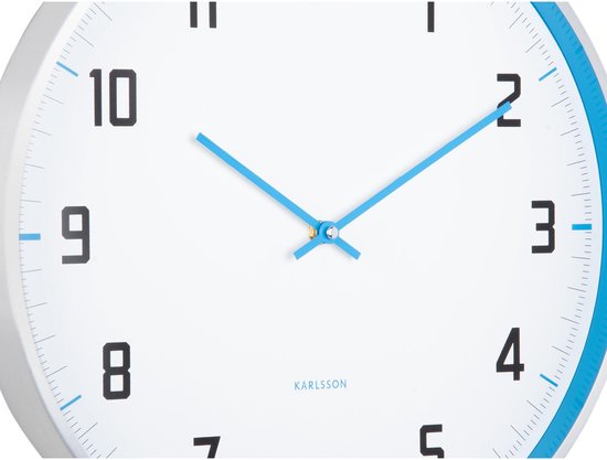 Horloge murale Karlsson Sporty - Bleu - Ø40cm - Horloge murale Scandinave