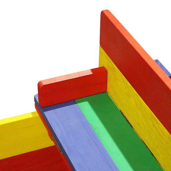 Bac à sable en bois AXI Ella aux couleurs de l'arc-en-ciel - Avec bancs et couvercle - Bois FSC - 100 x 95 x 20 cm - Bac à sable pour enfants