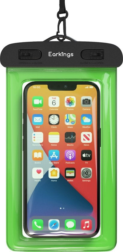 Etuis de téléphone étanches - Drybag Set of 2 - Etui de téléphone sous-marin pour tous les téléphones - Etui de téléphone étanche Earkings - Noir & Vert